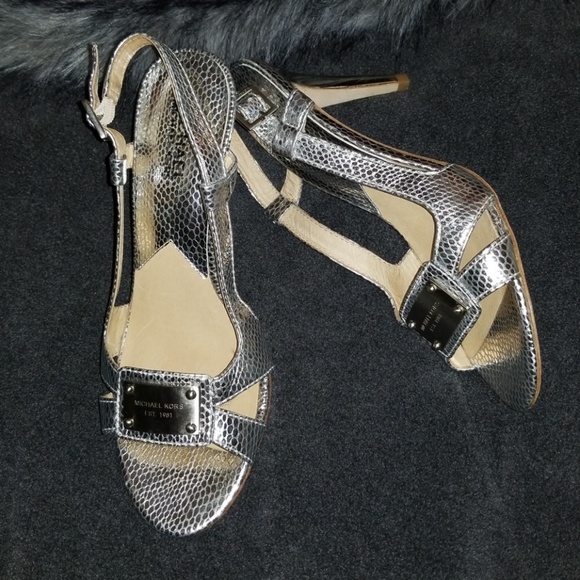Michael Kors Shoes - Metallic Silver Michael Kors Heels